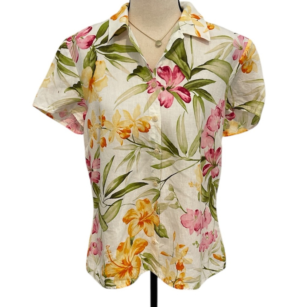 Tommy Bahama Floral Blouse - Pink, Yellow, Green
